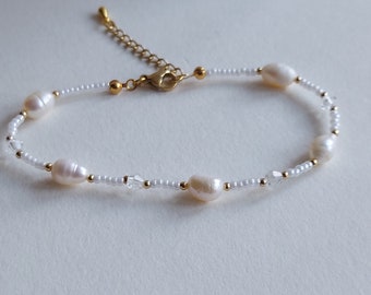 Bracelet freshwater pearl with miyuki beads