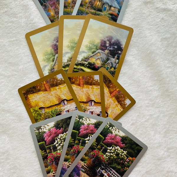 Set of 12 playing cards, 4 styles: Little Cottages