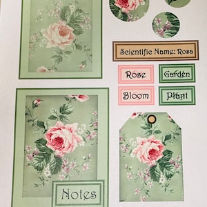 Roses Journal Card en Tag Kit-digitale download