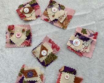 4 Neutral Snippet Fabric Clusters for Junk Journals or - Etsy