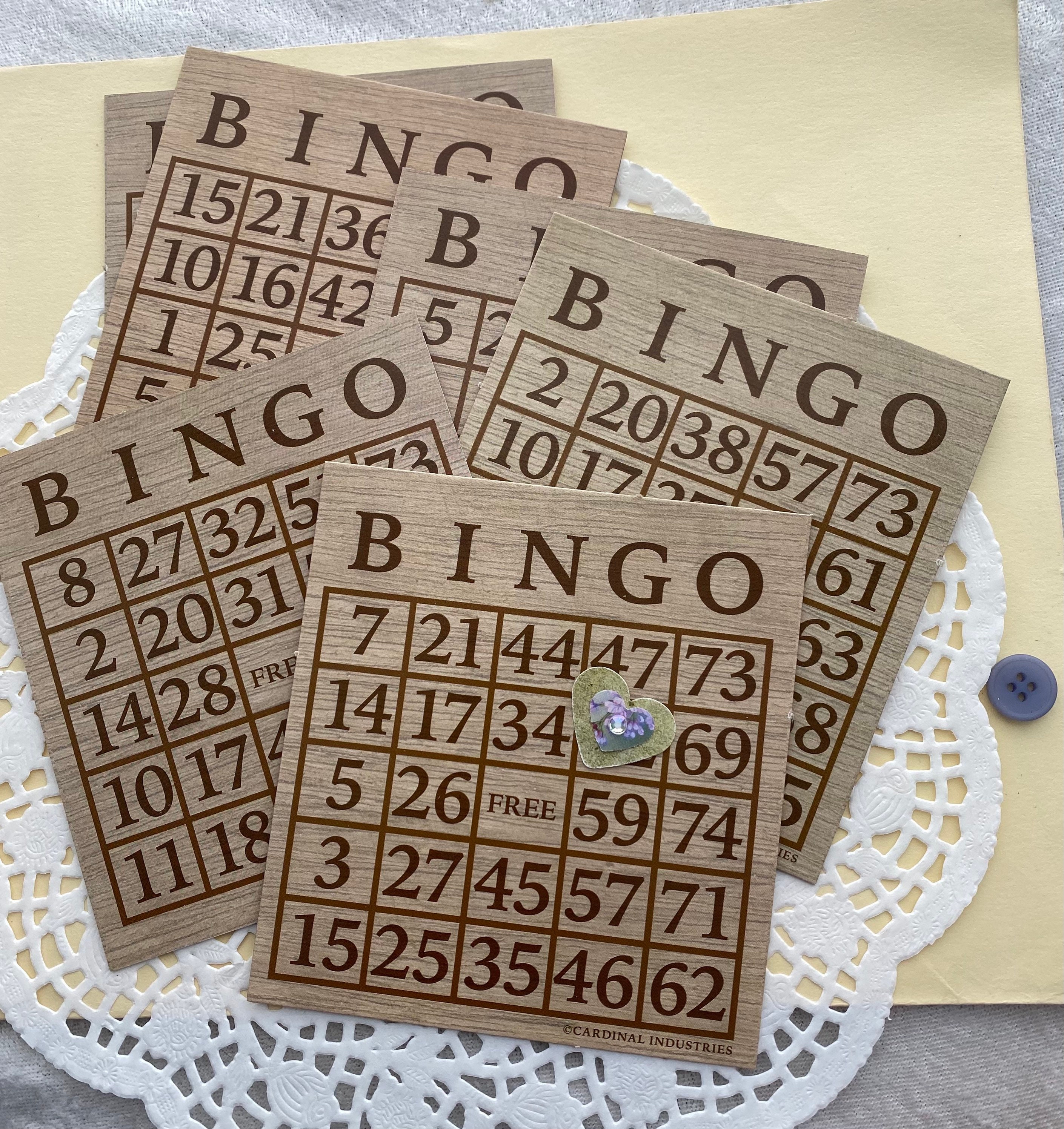 6 Brown wood tone Bingo cards Etsy