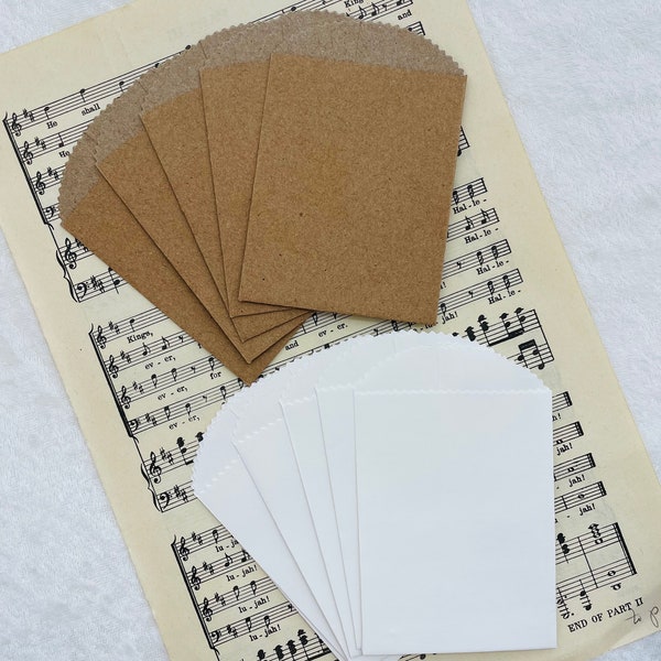 10 Mini paper bags, white or Kraft paper