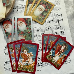 Assortment of  12 Vintage Santa Christmas Playing Cards-- Junk Journals Happy Mail Mixed Media not a full deck