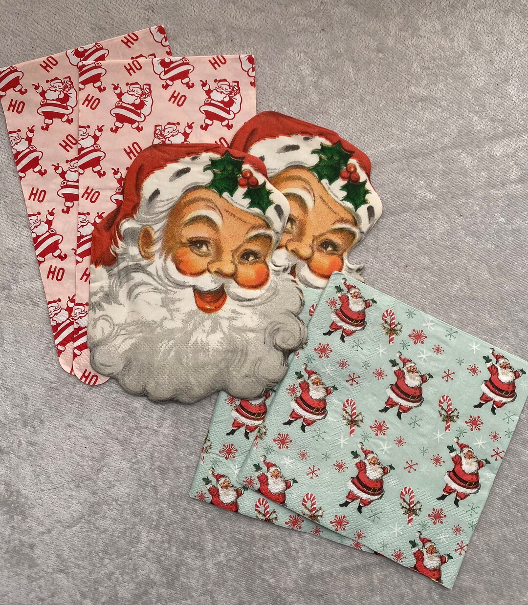 Santa Napkins, Set of 6 Paper Napkins for Crafting and Decoupage Etsy