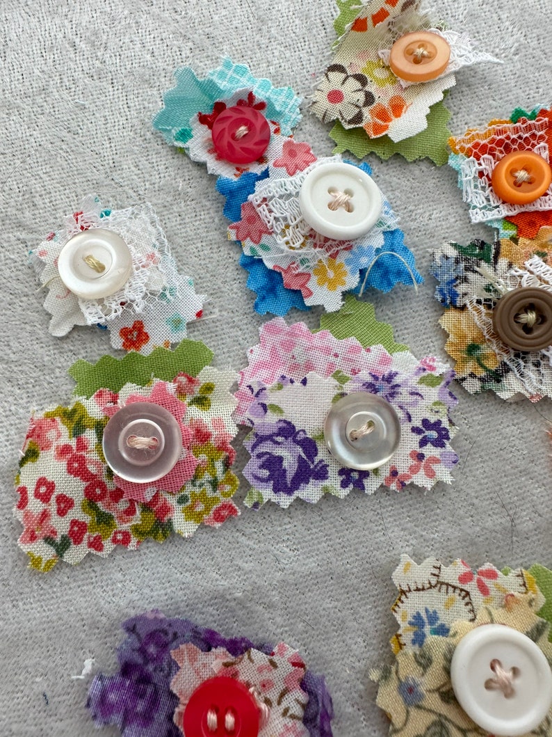12 Mini Snippet Fabric Clusters (assorted Colors) Mini Collage for Junk ...