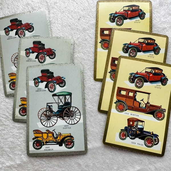 Set of 6 playing  cards, two styles: Antique Cars