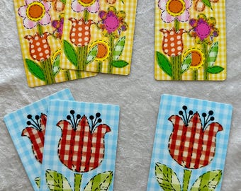 Gingham Floral Playing Cards: Retro Mod Ephemera, Set of 6