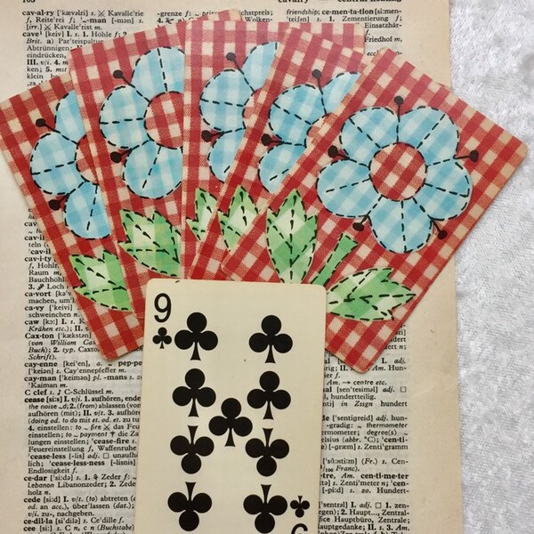 Set of 6 playing cards- Retro mod Daisy