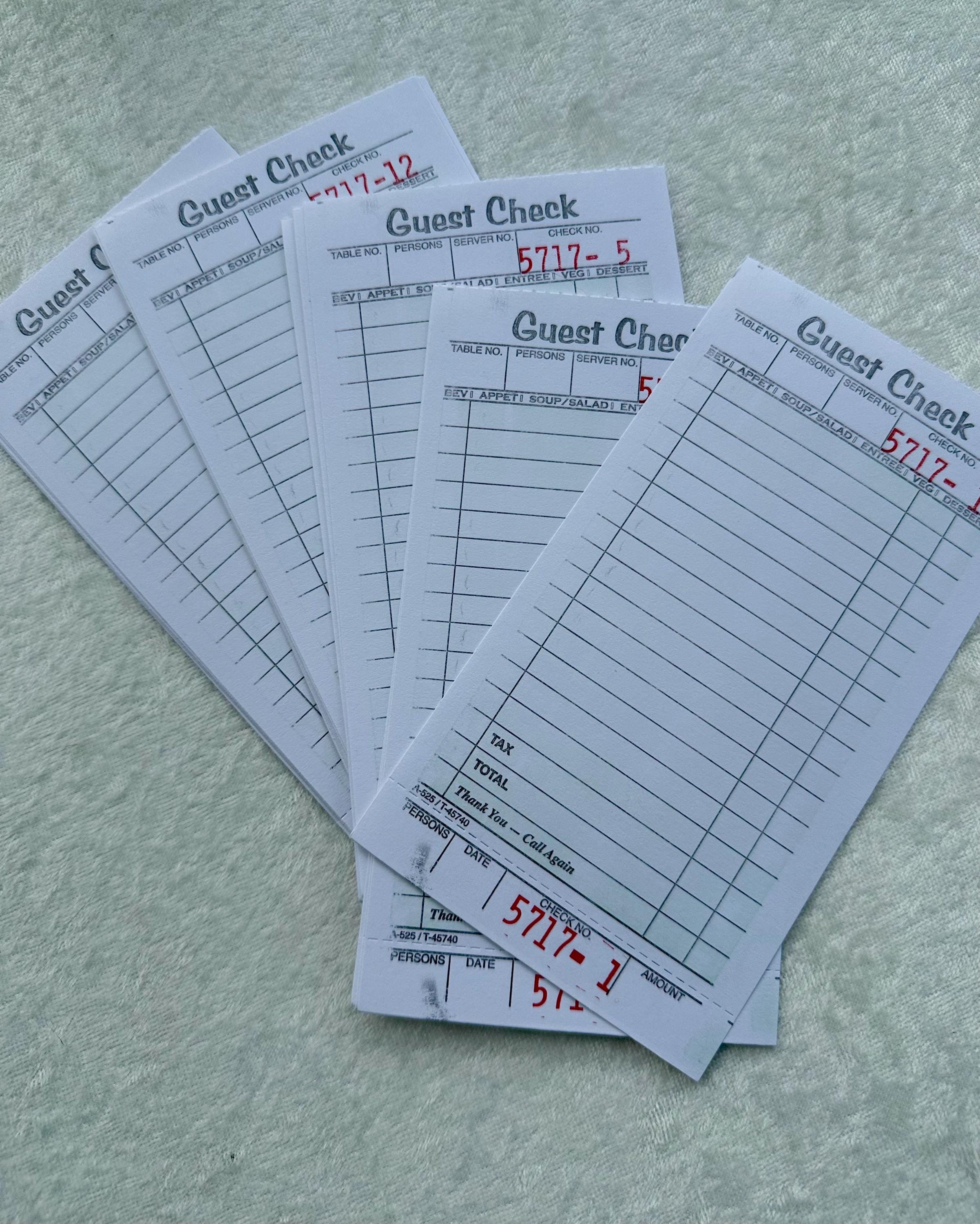 White Guest Check Bundle of 25 | Numbered Card Stock Supplies - Etsy