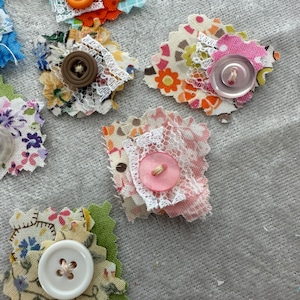 12 Mini Snippet Fabric Clusters (assorted Colors) Mini Collage for Junk ...
