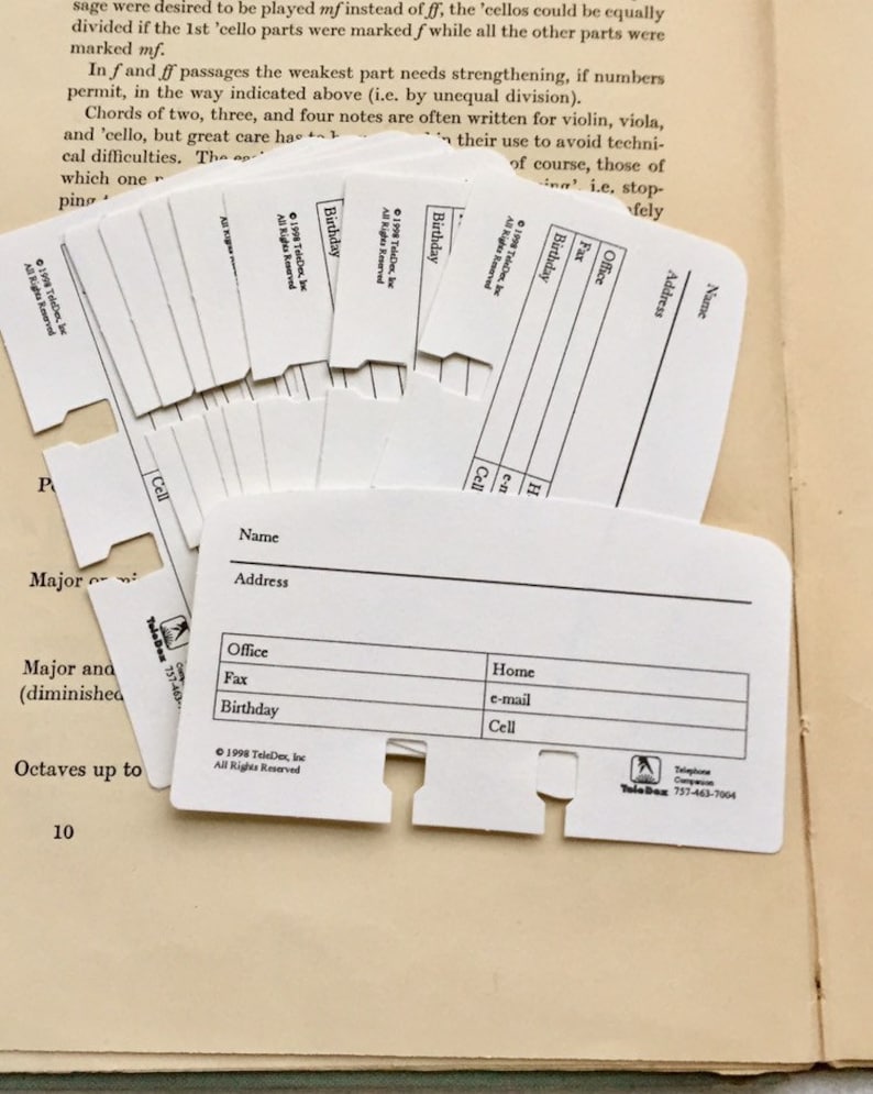 10 Small Printed Rolodex Cards | Etsy