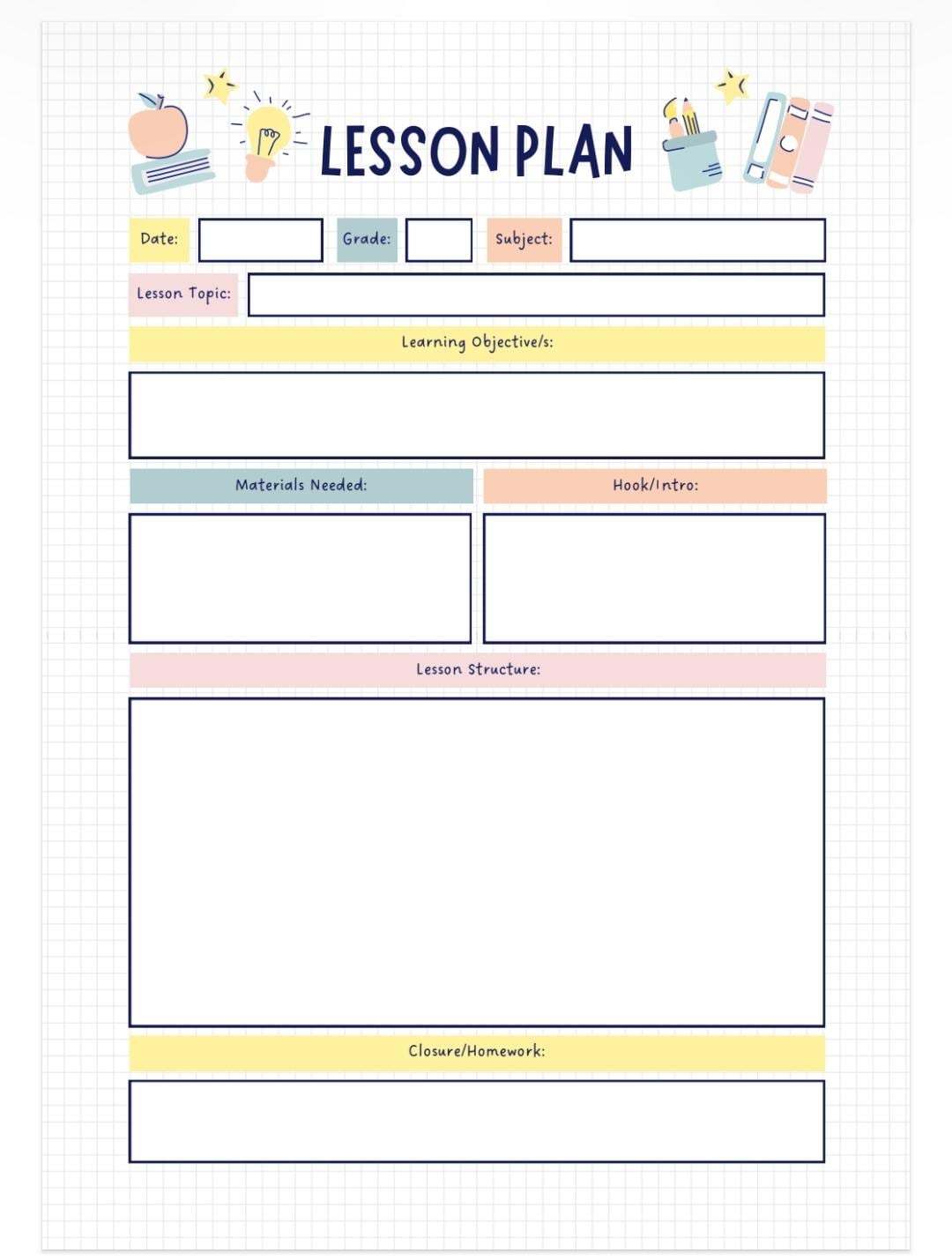 Daily Lesson Plan Template for Teachers | Printable Classroom Planning ...