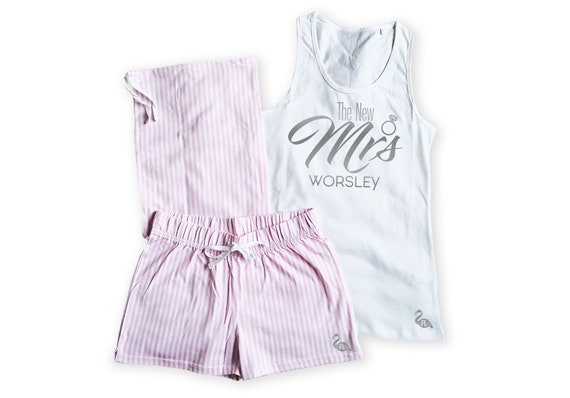 Pyjamas PJS Vest Shorts Bag the New Mrs 