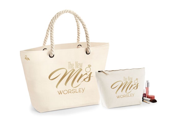 personalised mrs beach bag
