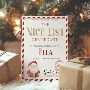 Personalised Nice List Certificate from Santa - Father Christmas Keepsake