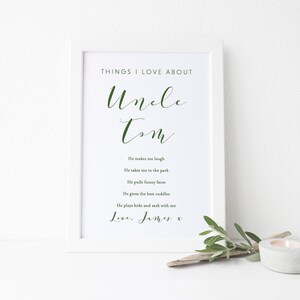 Personalised Uncle Print, Gift For Uncle, Uncle Birthday Gift, Personalised Gifts For Him, Gift From Niece, Gift From Nephew, Special Uncle