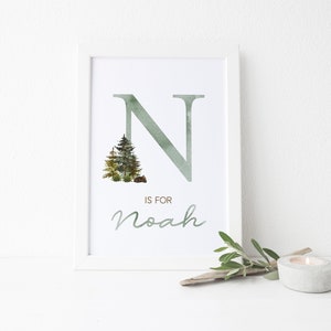 Personalised Baby Boy Nursery Print, New Baby Gift, Woodland Forest Print, Nursery Wall Art, Woodland Nursery Prints, Christening Gift