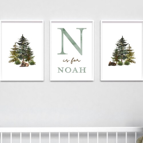 Personalised Baby Boy Nursery Print New Baby Gift Woodland Etsy UK