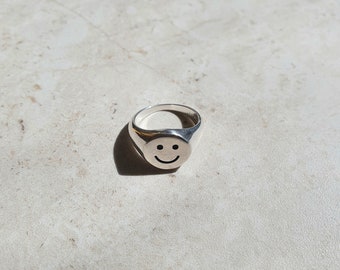 Grin Signet Ring l Gold Vermeil and Sterling Silver