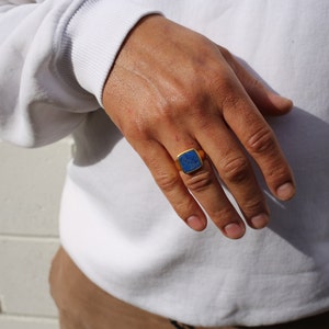 Lapis Lazuli Signet Ring Ray Gold Vermeil and Sterling Silver image 5