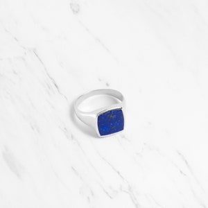 Lapis Lazuli Signet Ring Ray Gold Vermeil and Sterling Silver image 2