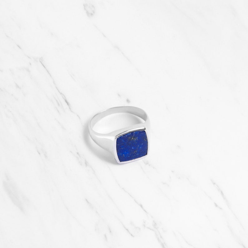 Lapis Lazuli Signet Ring Ray Gold Vermeil and Sterling Silver image 2