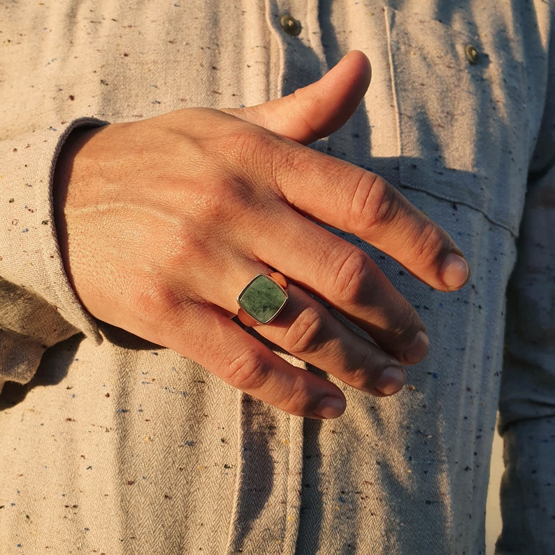 Emerald Ray Signet Ring Gold Vermeil and Sterling Silver image 3