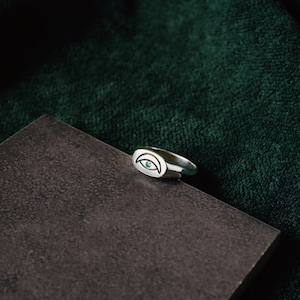 Emerald Eye Signet Ring | Gold Vermeil and Sterling Silver