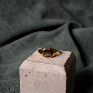 Hawk's eye Signet Ring Gold Vermeil and Sterling Silver image 2
