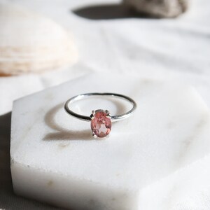 Oval Light Pink Tourmaline & Sterling Silver Ring image 4