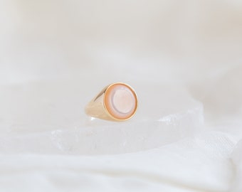 Pink Mother of Pearl | Stella Ring | Gold Vermeil and Sterling Silver