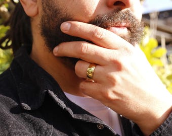 Alma Peridot Band Ring/ Sterling Silver & Gold Vermeil