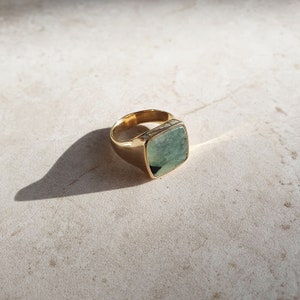 Emerald Ray Signet Ring Gold Vermeil and Sterling Silver image 9