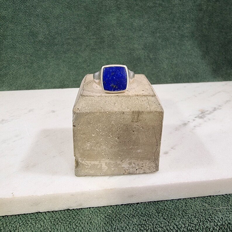 Lapis Lazuli Signet Ring Ray Gold Vermeil and Sterling Silver image 7