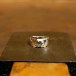 Moss Agate Band Ring|Alma| Sterling Silver & Gold Vermeil