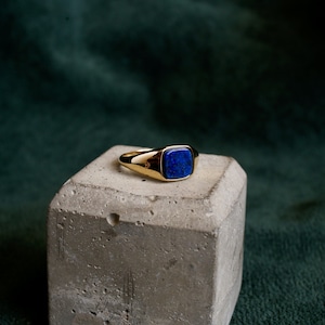 Lapis Lazuli Signet Ring& Gold Vermeil image 1