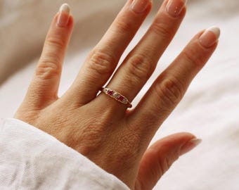 Antiker Ring Diamanten & Rosa Saphire 18 Karat Gold (1916)