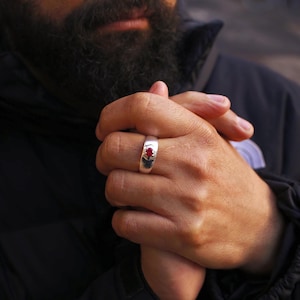 Alma Ruby Band Ring/ Sterling Silver & Gold Vermeil