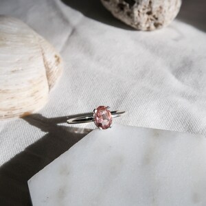 Oval Light Pink Tourmaline & Sterling Silver Ring image 2