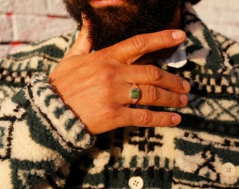 Jade Signet Ring l Sterling Silver&Gold Vermeil