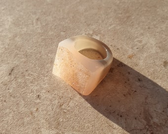 Champagne Agate Crystal Ring