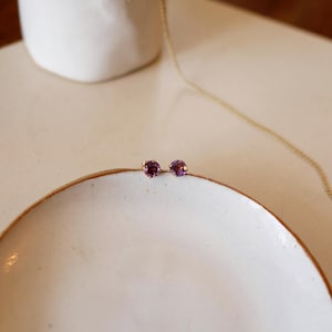 Amethyst Gold Studs|9k Gold