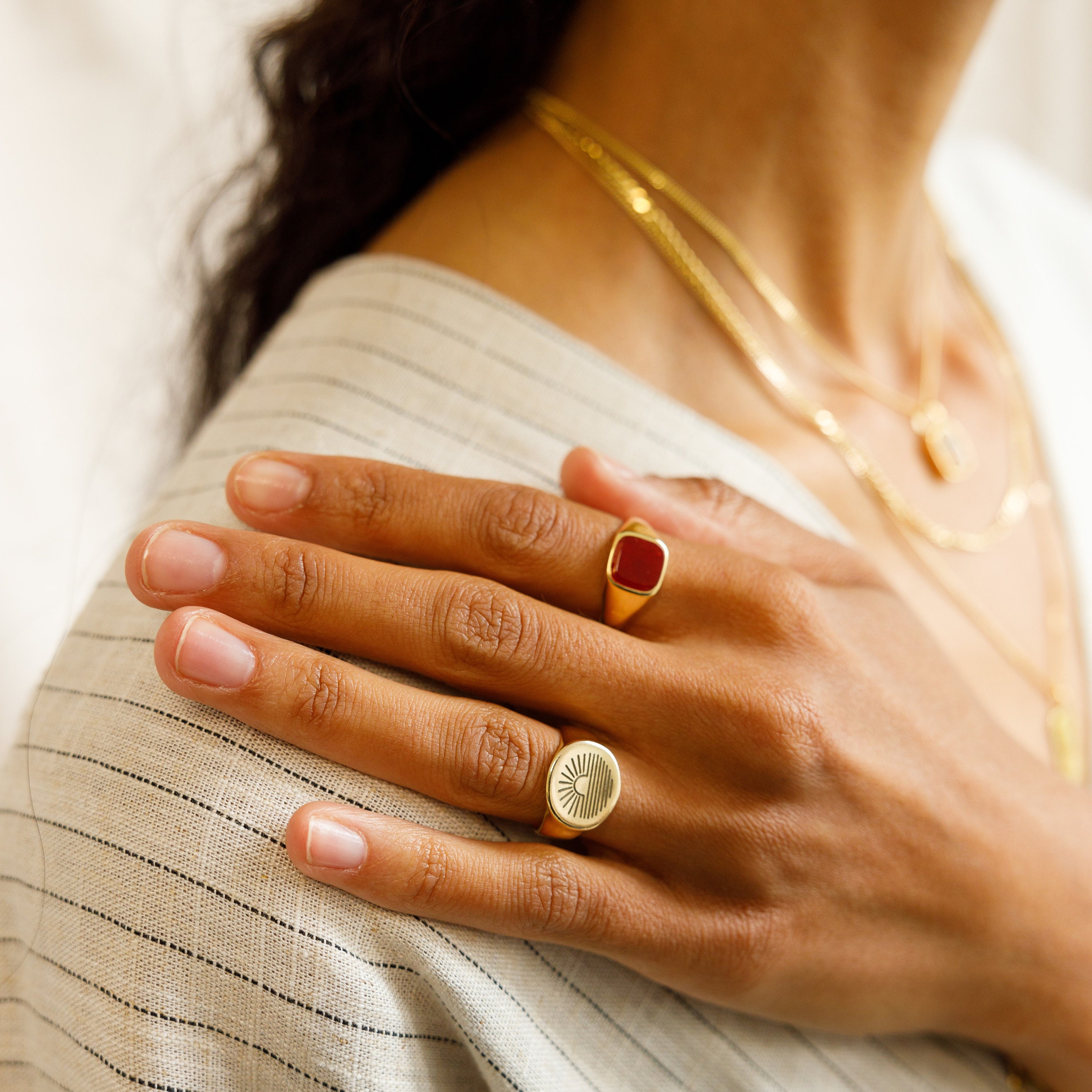 Ruby Signet Ring L Sterling Silver and Gold Vermeil - Etsy