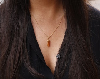 Natural Imperial Topaz Necklace |Ouro Preto Brazil Raw Crystal Pendant