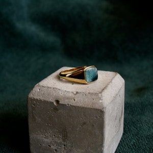 Emerald Signet Ring l Sterling Silver and Gold Vermeil image 4
