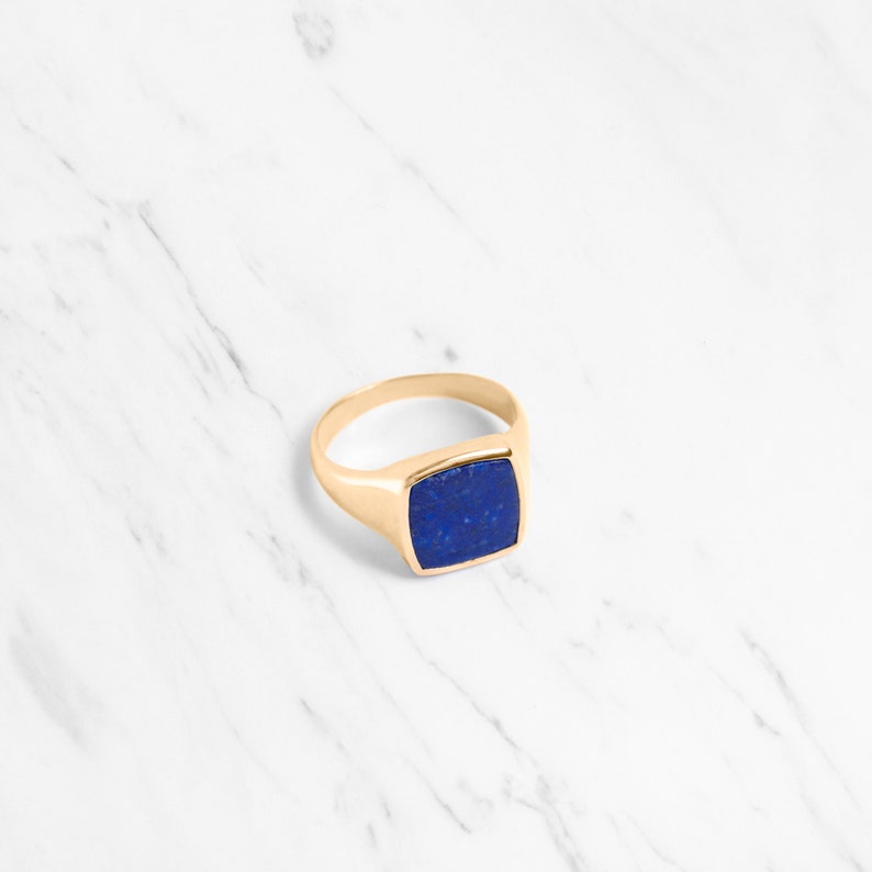 Lapis Lazuli Signet Ring Ray Gold Vermeil and Sterling Silver image 4