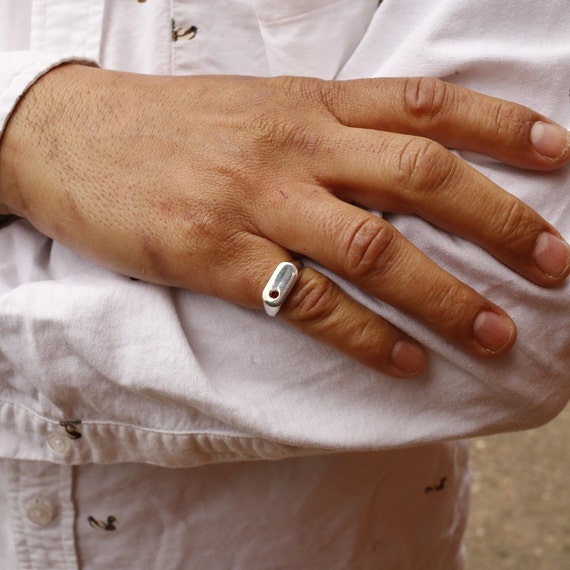 Star of the Sea Garnet Signet Ring Gold Vermeil and Sterling Silver - Etsy