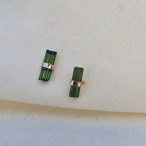 Green Tourmaline Stud|Gold Vermeil & Sterling Silver