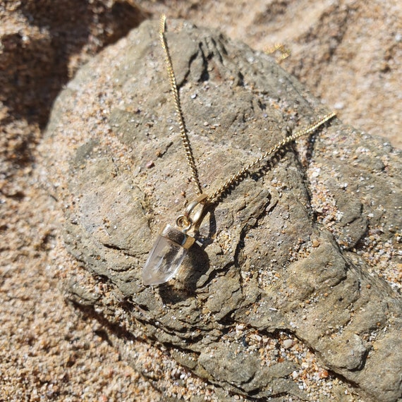 Raw Clear Quartz | Crystal Pendant | Gold Vermeil and Sterling Silver