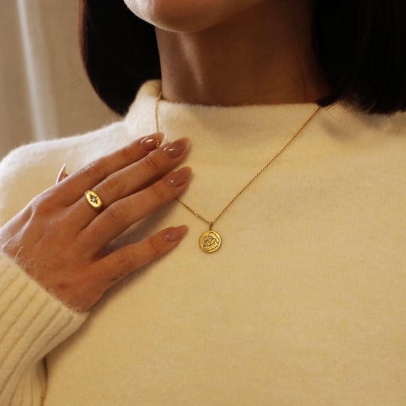 The Embrace Necklace Mother Child Coin Pendant in Sterling